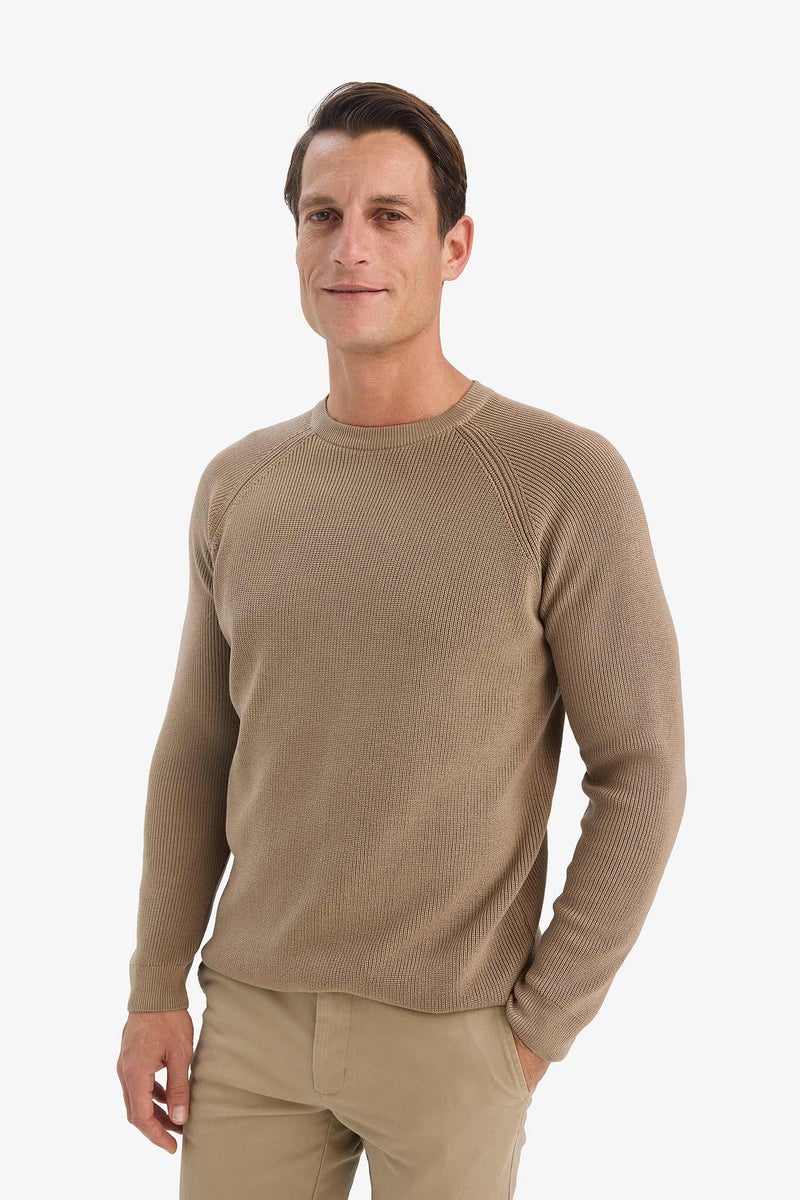 DeFacto Beige Man Standard Fit Crew Neck Knitwear Pullover Casual - Image 4
